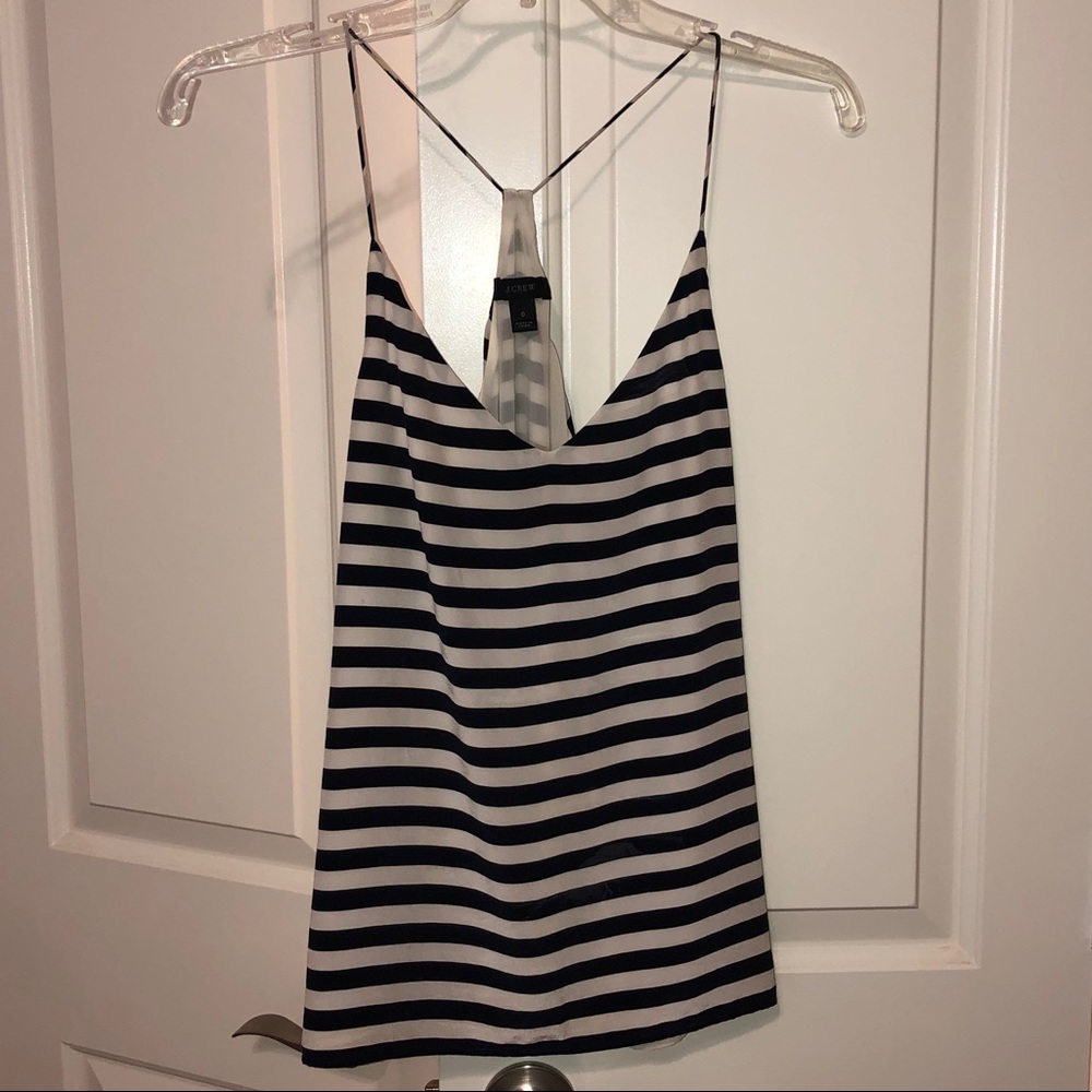 Navy and white j crew striped tank
